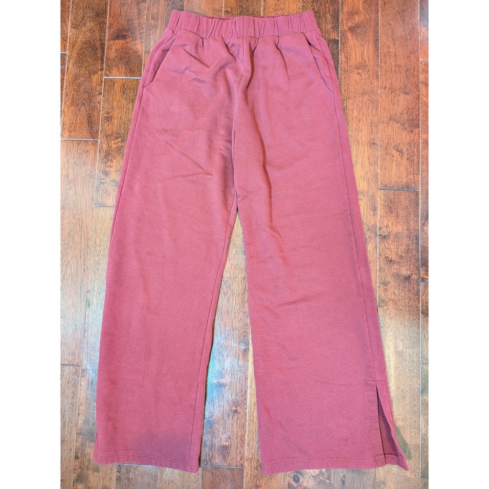 Beyond Yoga LuxeFleece Sweatpants Women S Mauve Wide Leg Side Slit Lounge Pants